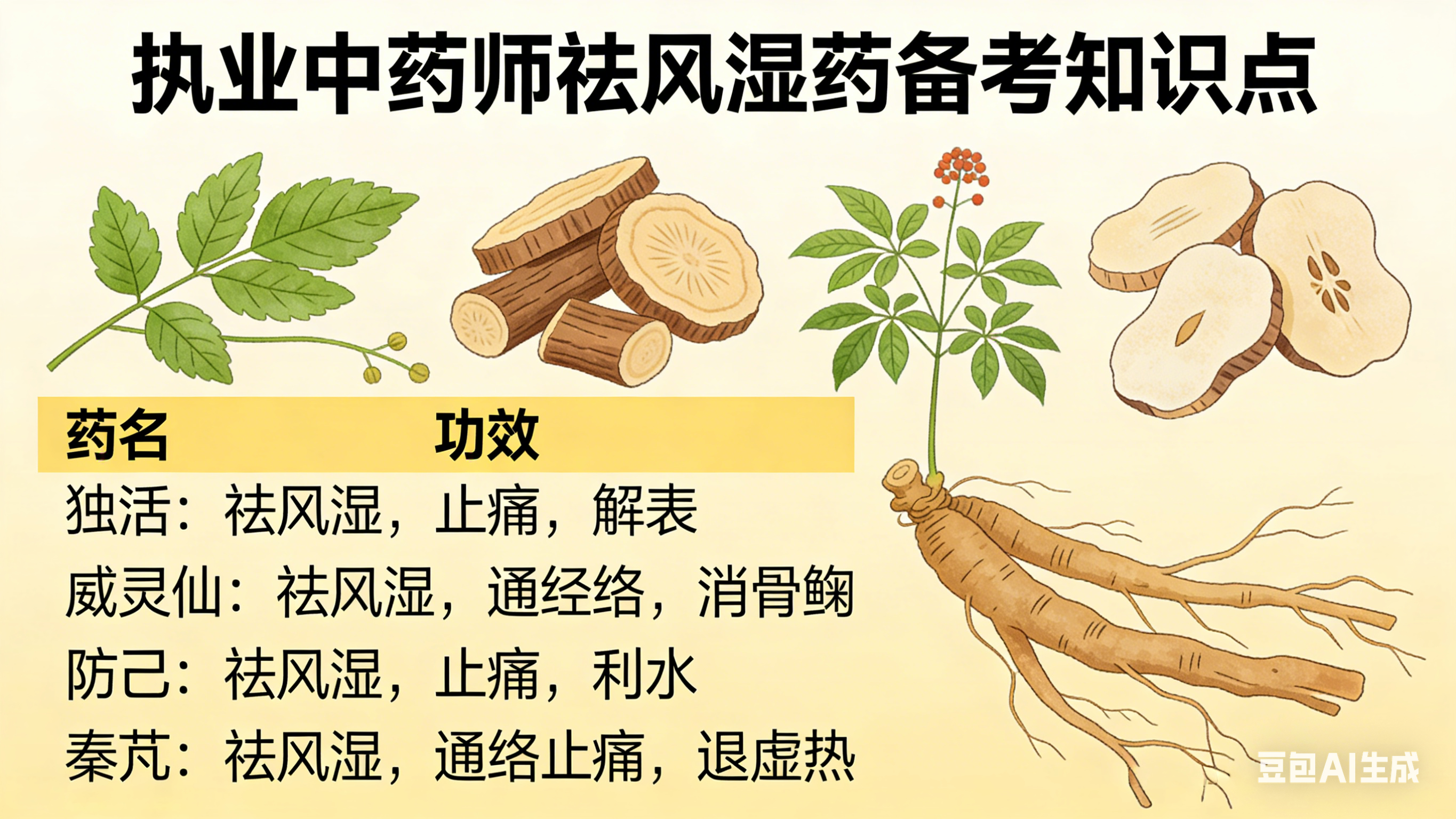执业中药师备考中药二知识点,祛风湿药口诀